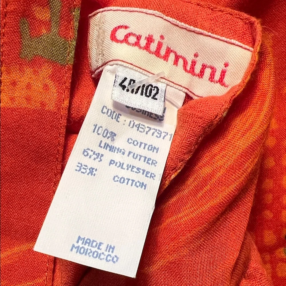 Vintage Catimini Orange Dress with Swirl and Animal Safari Print. Size 4​